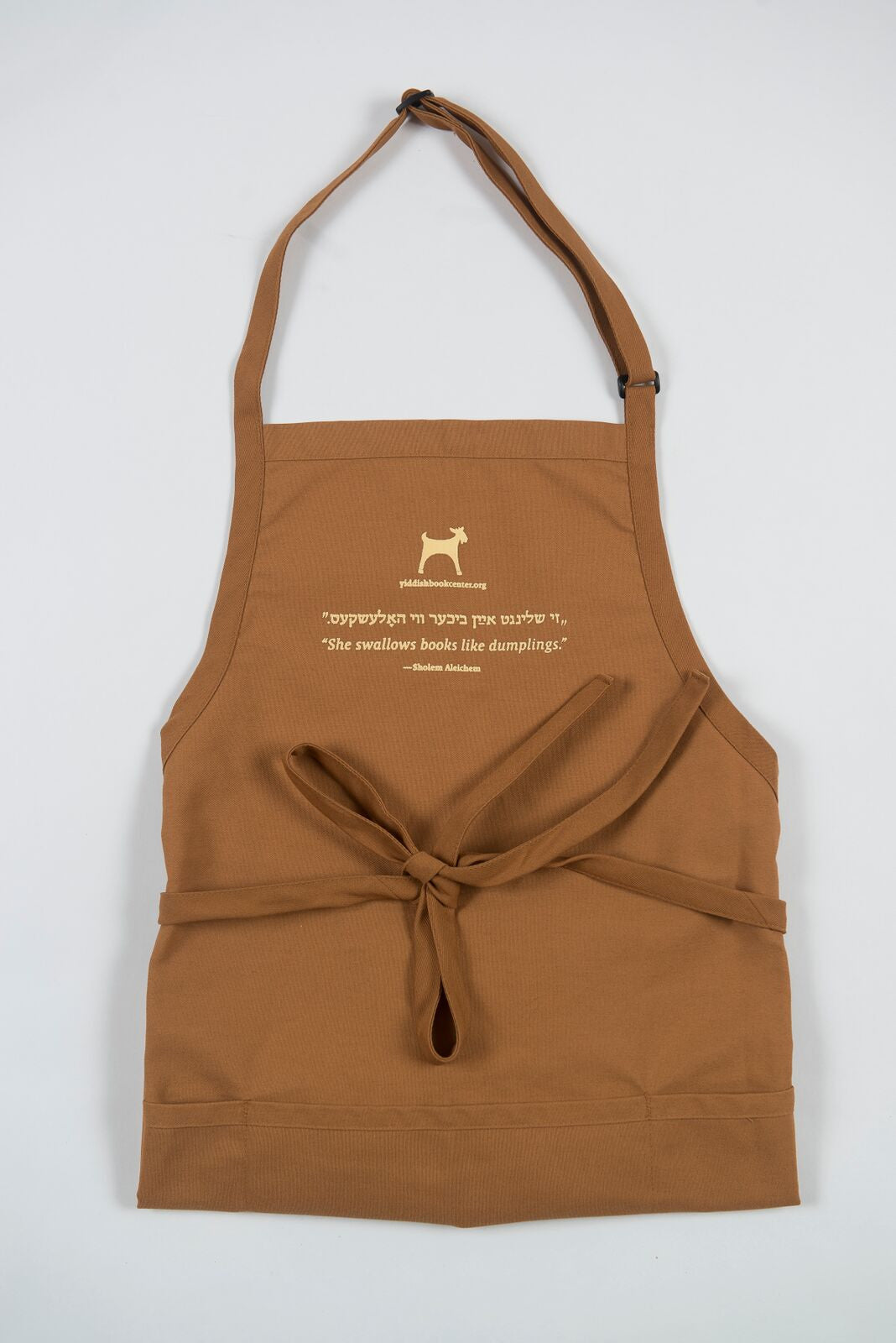 Apron "She swallows books like dumplings." ---Sholem Aleichem