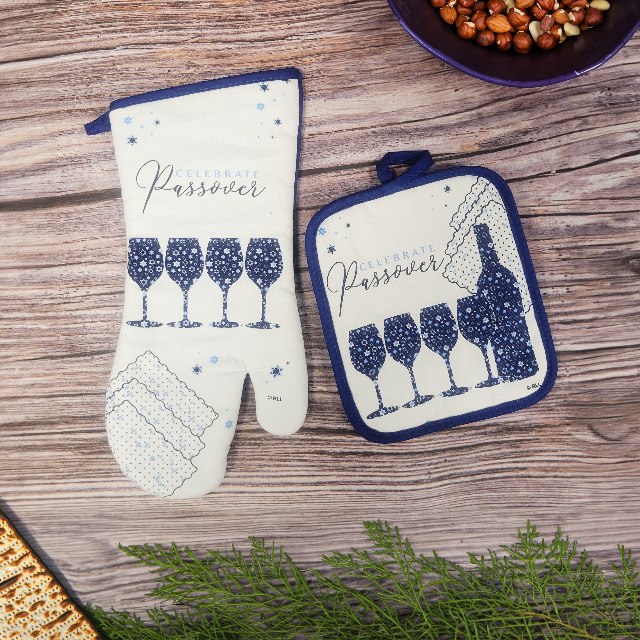 Passover Mosaic design 2 Piece Oven Mitt & Pot Holder set