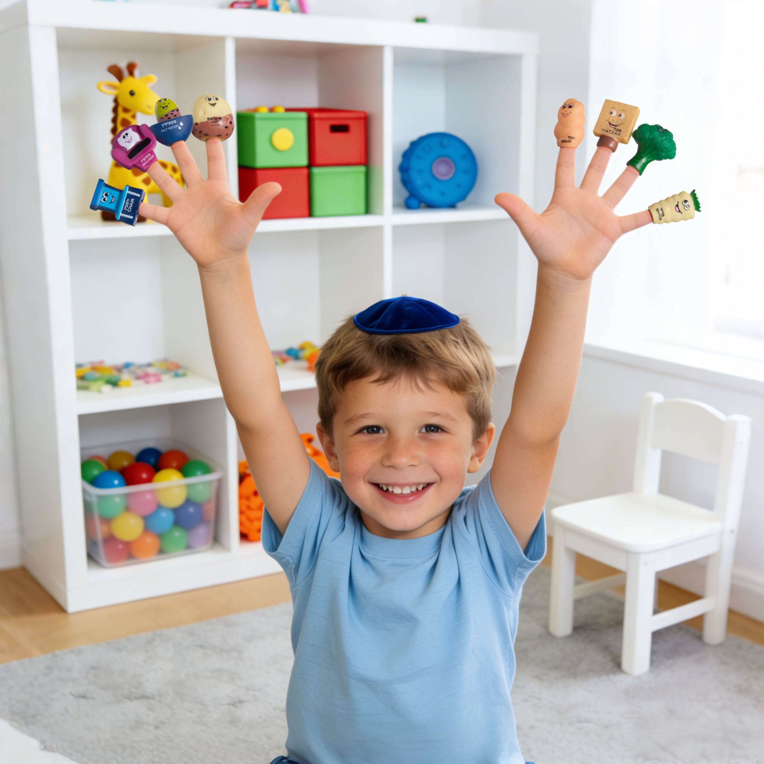 Set of 8 "Mah Nishtana" Finger Puppets