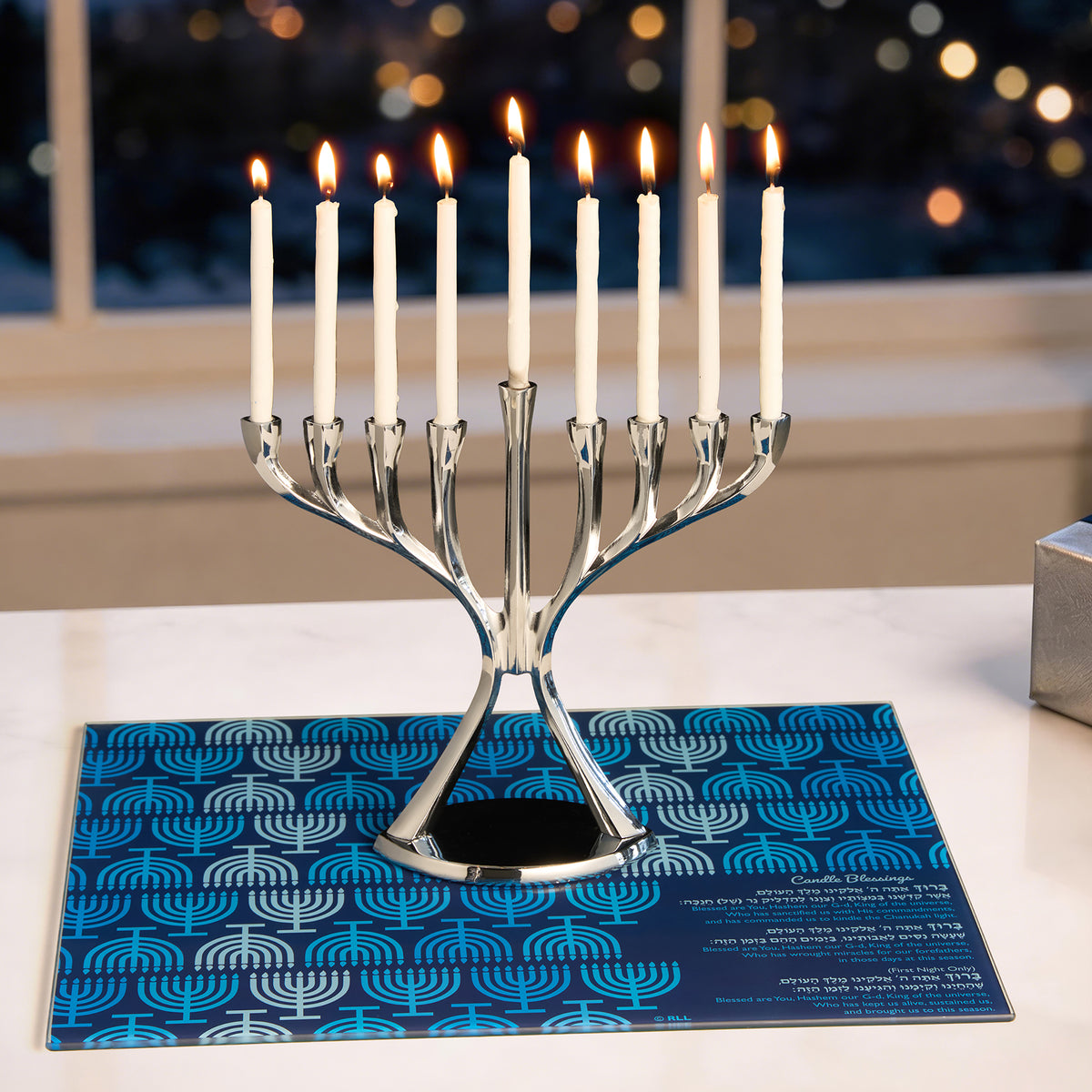 Many Menorahs Extra Large Tempered Glass Menorah Drip Tray