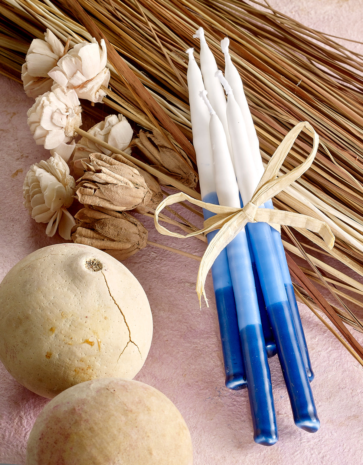 Hanukah Candles: Tricolor Blue & White Pure Vegetable Wax
